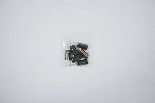 50v 1000uf capacitors in a bag on a  white background