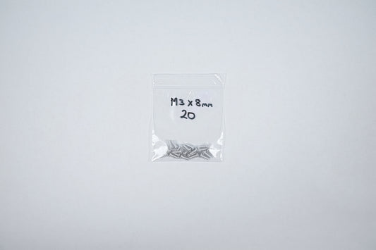 aluminum screws in a bag on a white background